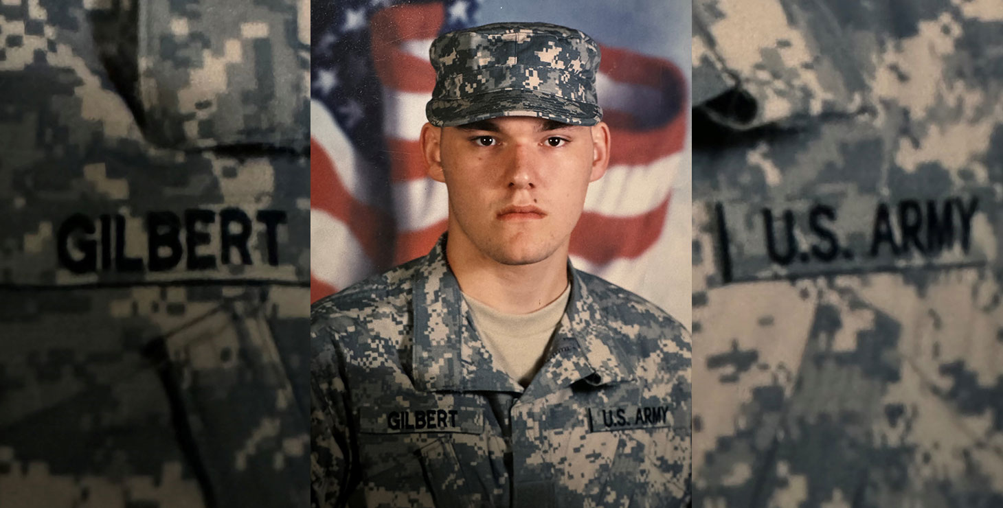 A photo of Cameron Gilbert in a military uniform.